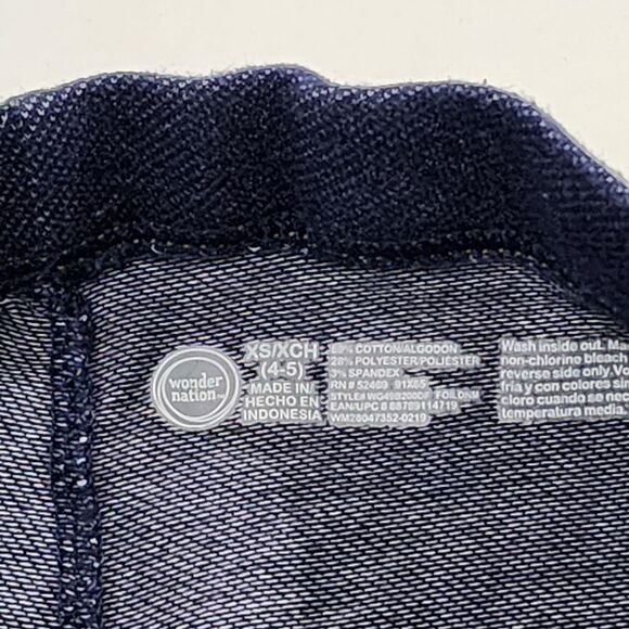 Girls Faux Denim Dark Blue Leggings Size 4-5 - Picture 2 of 3